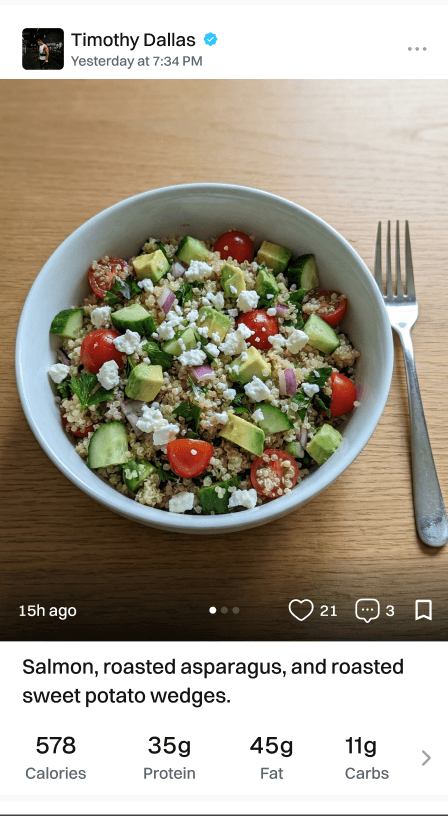 Synopsis meal sharing screen