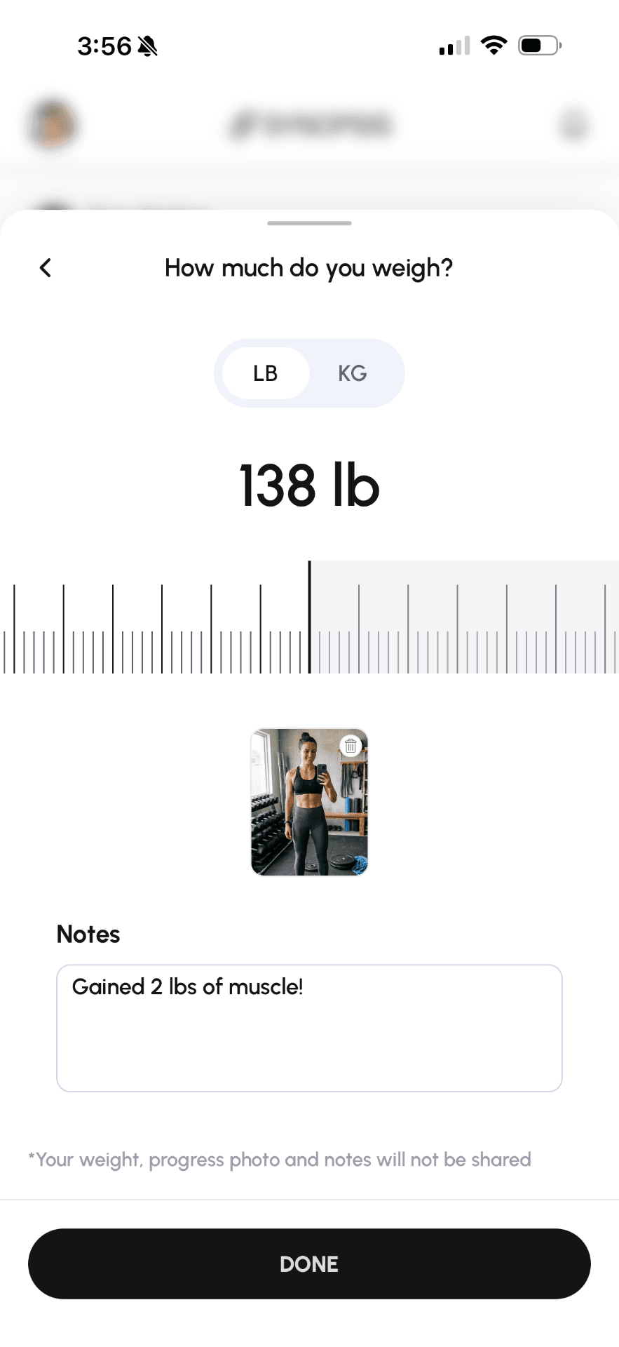 Synopsis workout sharing screen